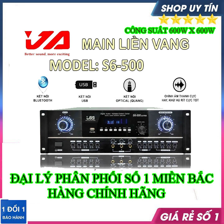 Đẩy liền vang, karaoke đẩy liền vang ,đẩy liền vang ja s6 500,Amply liền vang JA s6-500 extra 12 sò có blutooth cổng quang chống hú