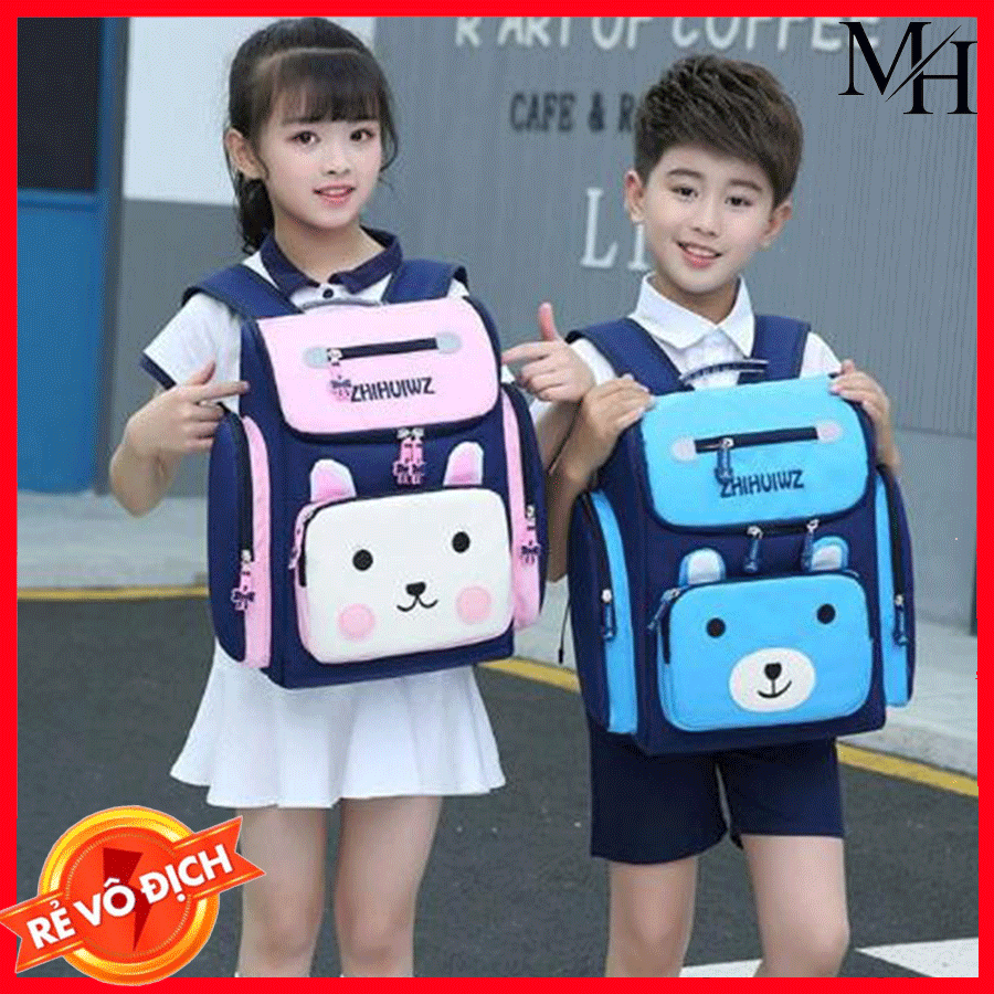 [HÀNG ĐẸP] Balo gấu lưng êm thoáng khí, mặt trước chống thấm nước thiết kế thông minh dễ thương cho học sinh tiểu học cấp 1, 2 từ lớp 2 đến lớp 6, cặp sách đi học cho bé trai và bé gái có phản quang