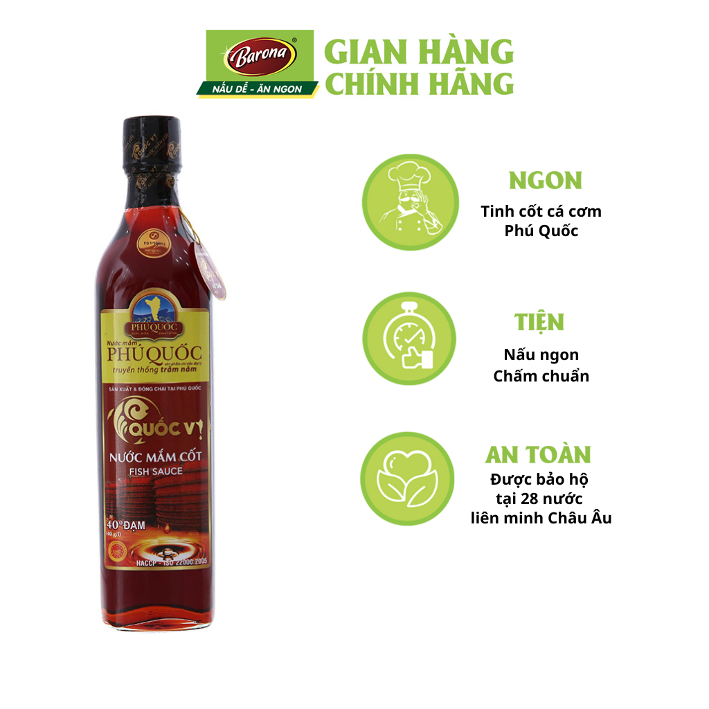 Nước mắm cốt phú quốc quốc vị barona 40 độ đạm 520ml