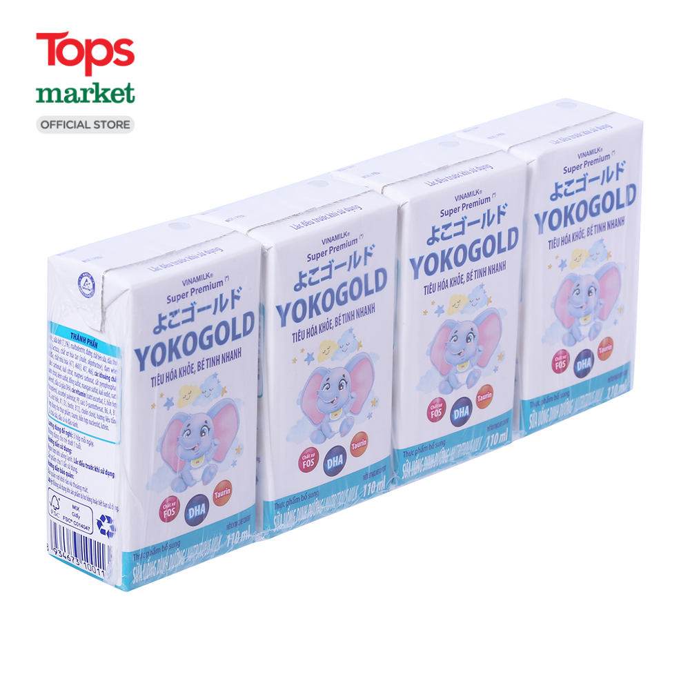 Lốc 4 Hộp Sữa Bột Pha Sẵn Vinamilk Yoko Gold 110ML - Siêu Thị Tops Market