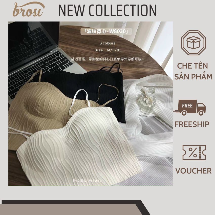 Áo bra nữ 2 dây croptop hở lưng mặc vest có mút đệm ngực đẹp quyến rũ brosi