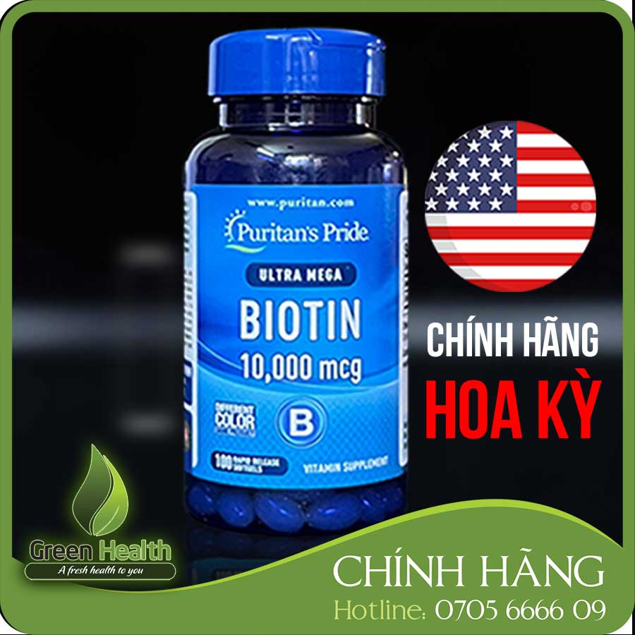 Bill US Viên Uống Mọc Tóc Puritan's Pride Biotin 10000 mcg - 100 viên
