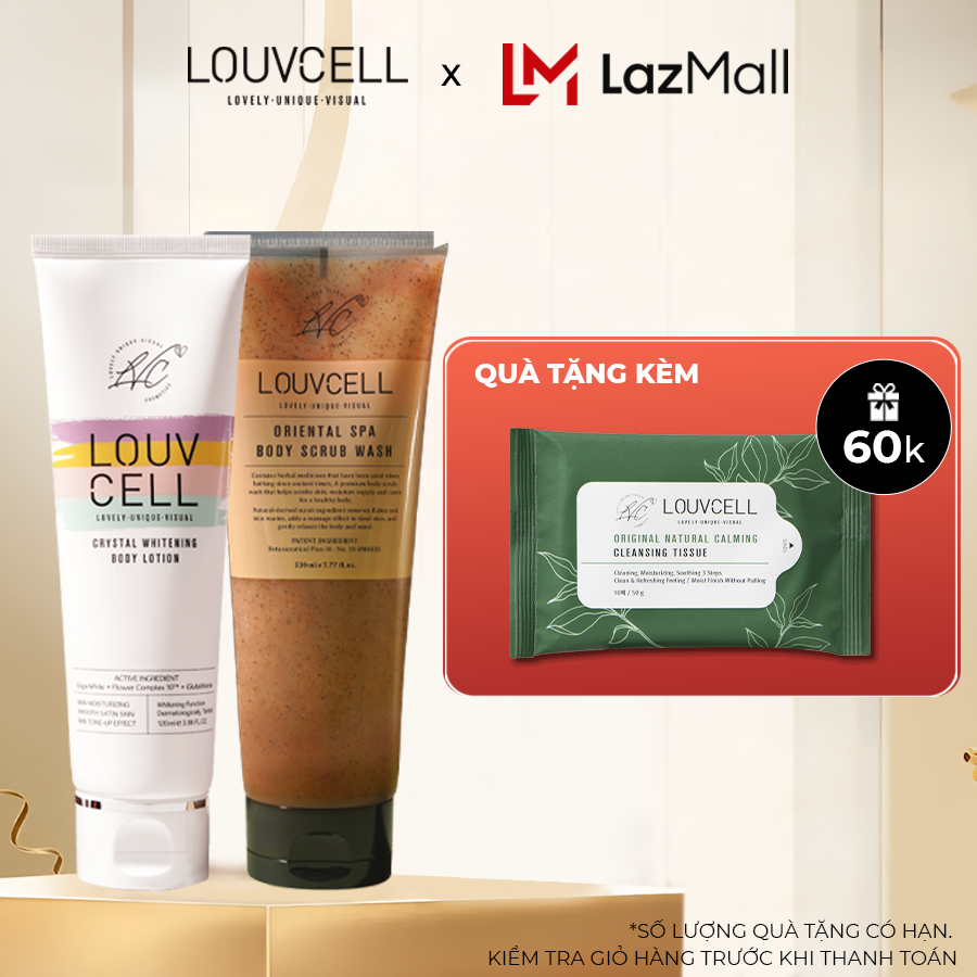 Combo kem dưỡng và tẩy da chết Đông Y Louv Cell ngăn ngừa lão hóa da