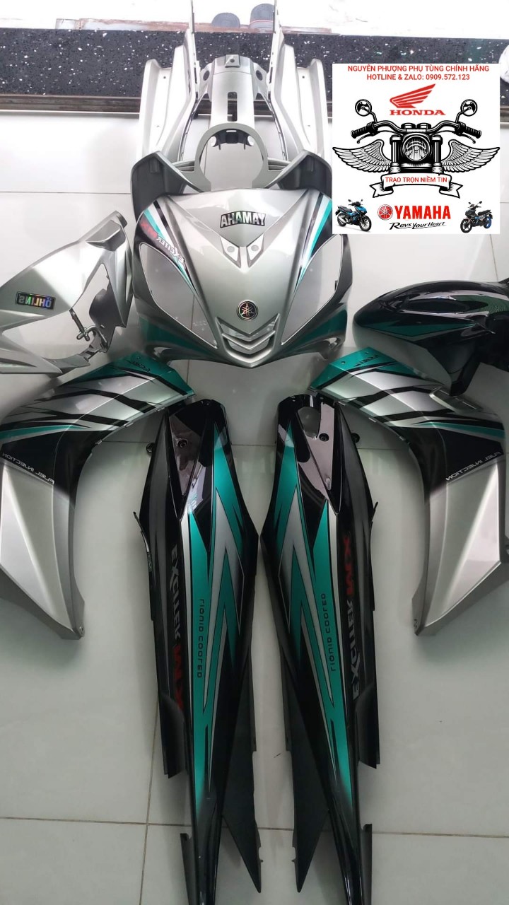 [HCM]DÀN ÁO EXCITER 2010 MÀU ĐEN BẠC ZIN HÃNG LUÔN TEM 17 MÓN