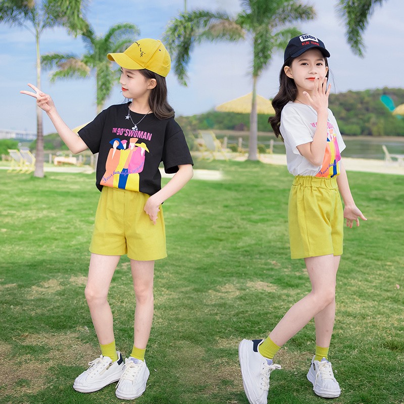 Bộ quần áo trẻ em mùa hè cho bé gái từ 14-46kg mẫu The90, chất cotton mềm mát style năng động