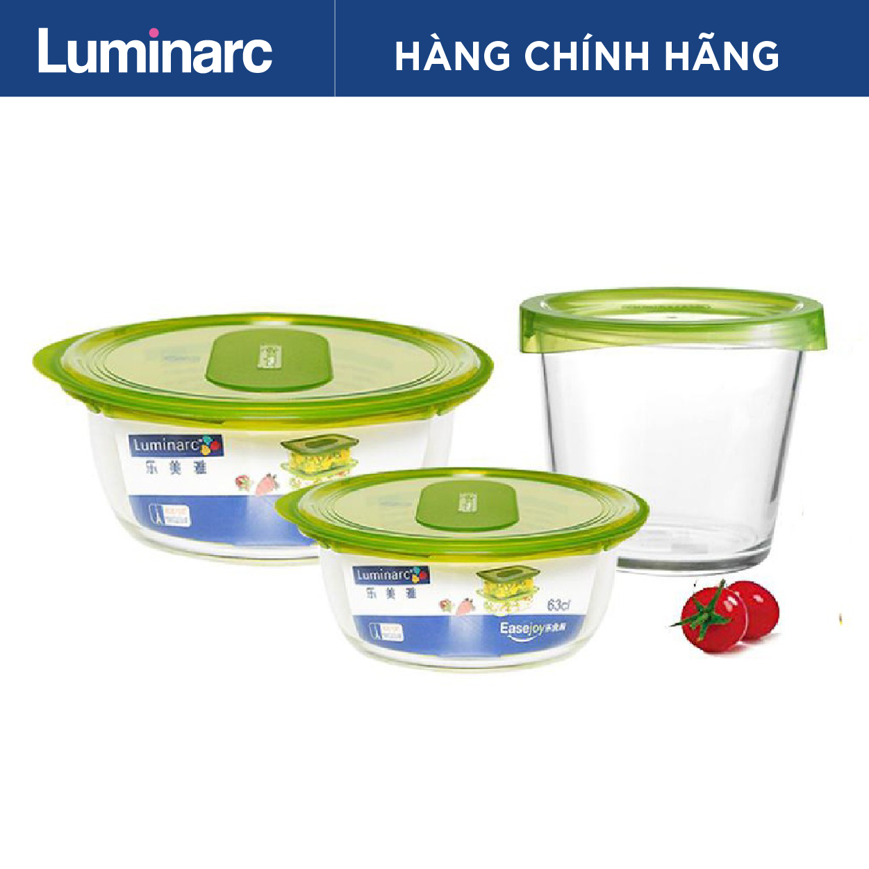 Bộ 5 hộp Luminarc Easyjoy EA5 làm bằng thủy tinh an toàn sức khỏe, dùng được lò vi sóng và máy rửa bát, hàng chuẩn chính hãng
