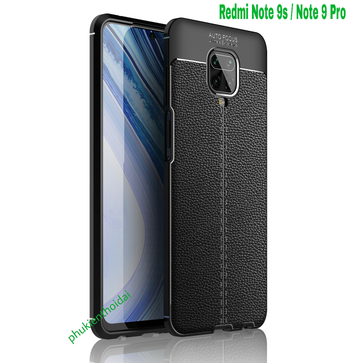 Ốp lưng Xiaomi Redmi Note 9s / Note 9 Pro chống sốc vân da hiệu Auto Focus cao cấp