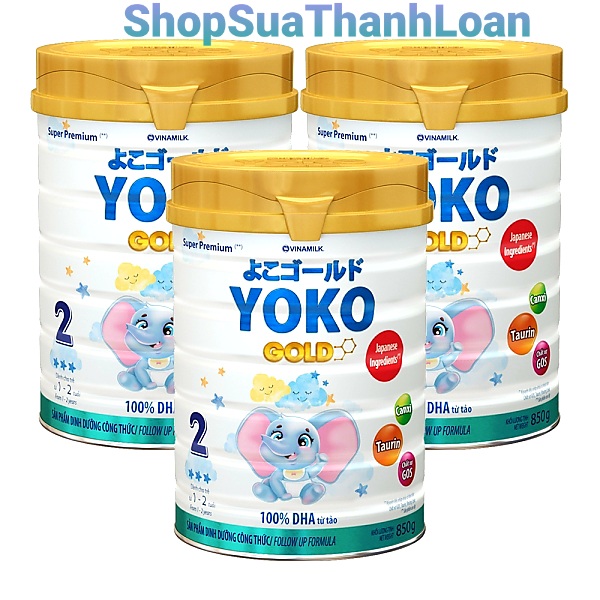 (HSD T5-2025) COMBO 3 LON SỮA BỘT VINAMILK YOKOGOLD 2 850G (CHO TRẺ TỪ 1 - 2 TUỔI)