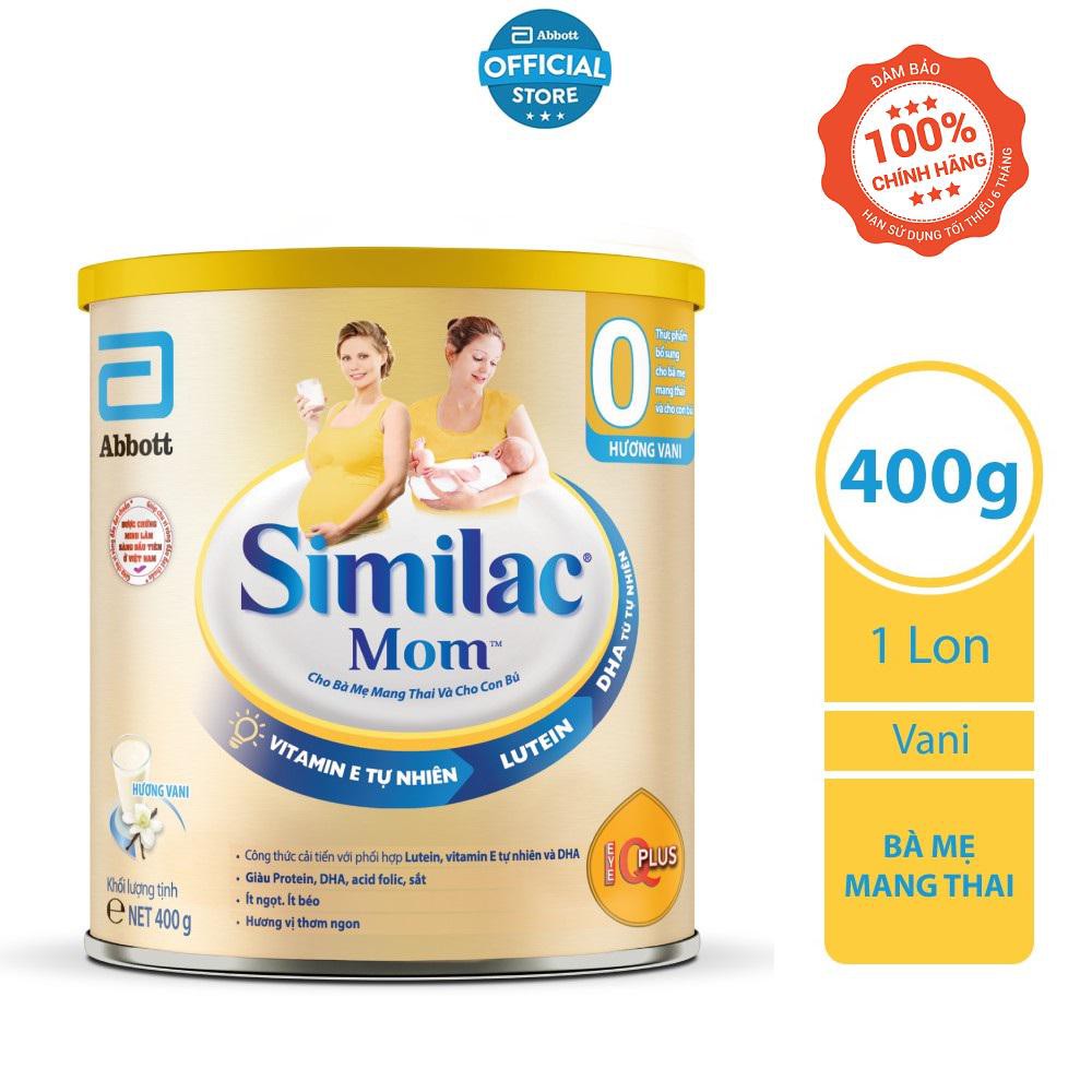 Sữa Bột Abbott Similac Mom IQ Plus Hương Vani Hộp 400g Bà mẹ mang thai và