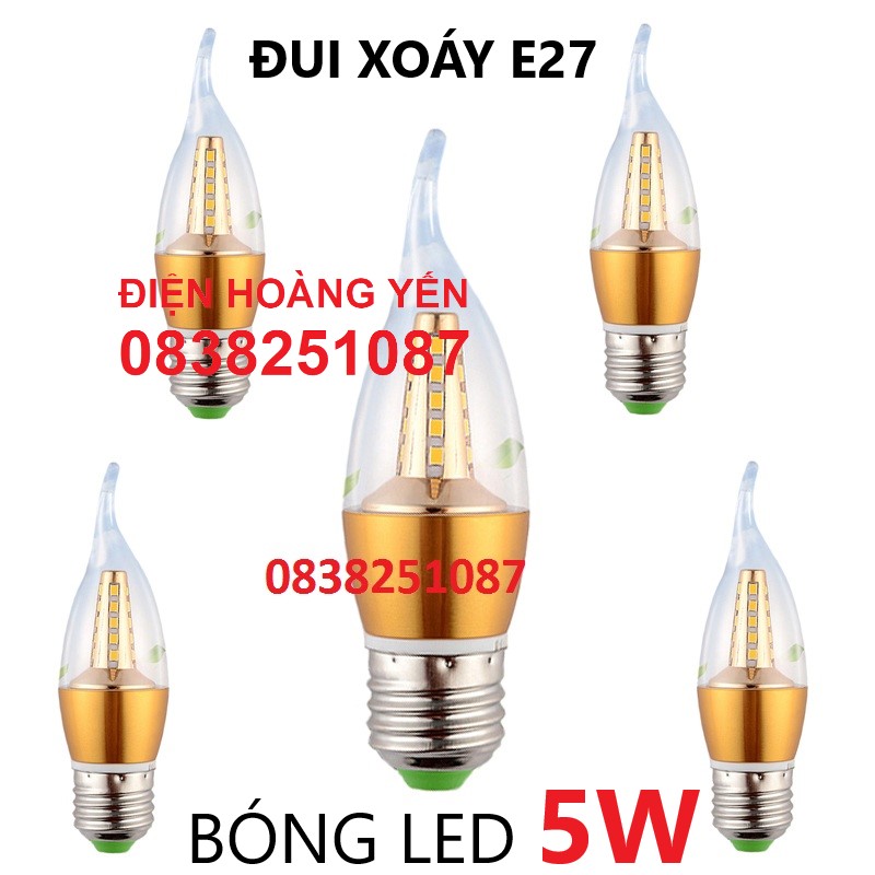 [HCM]Bộ 5 bóng đèn led nến trái ớt E27 5w (có Râu)