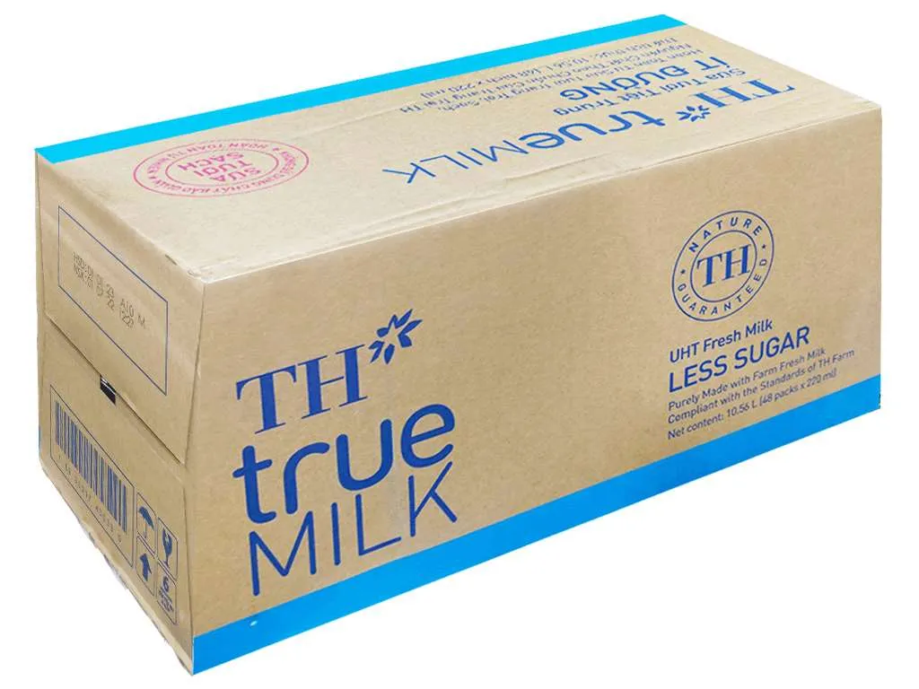Thùng 48 bịch sữa tươi tiệt trùng ít đường TH true MILK 220ml