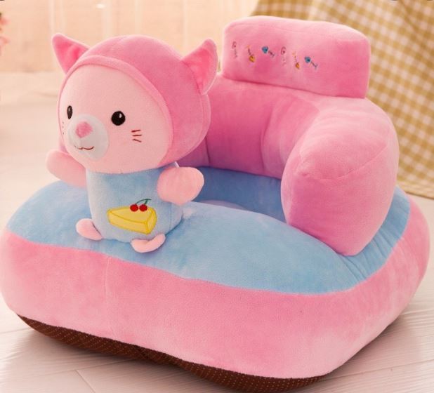 Ghế tập ngồi, ăn dặm, lười hình thú nhồi bông con mèo hồng cho bé-SKU-GHEMEO-va