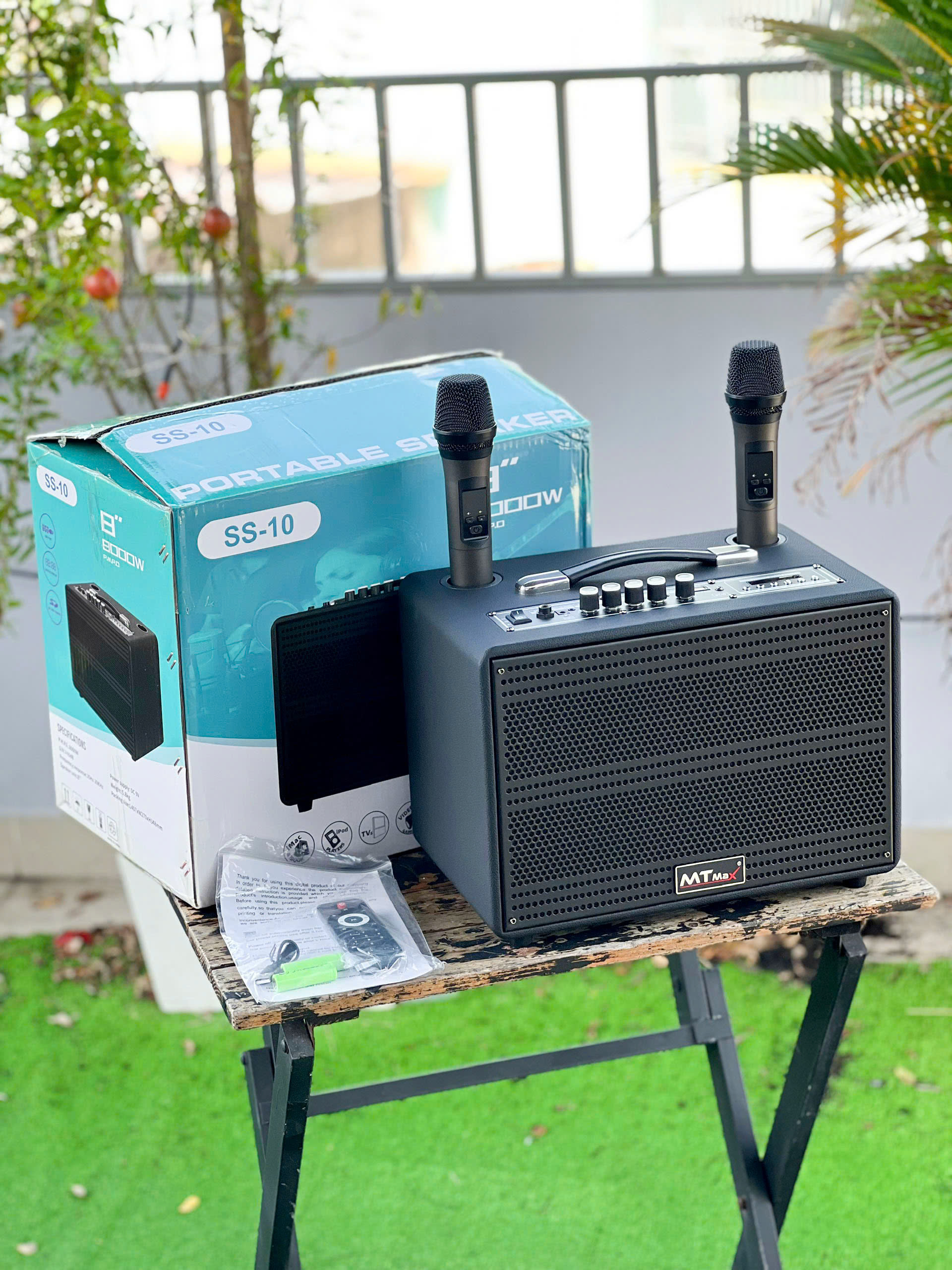 Loa Karaoke Xách Tay SS10 Bass 20cm Công Suất Cao 280W Hỗ Trợ Bluetooth Kèm Micro