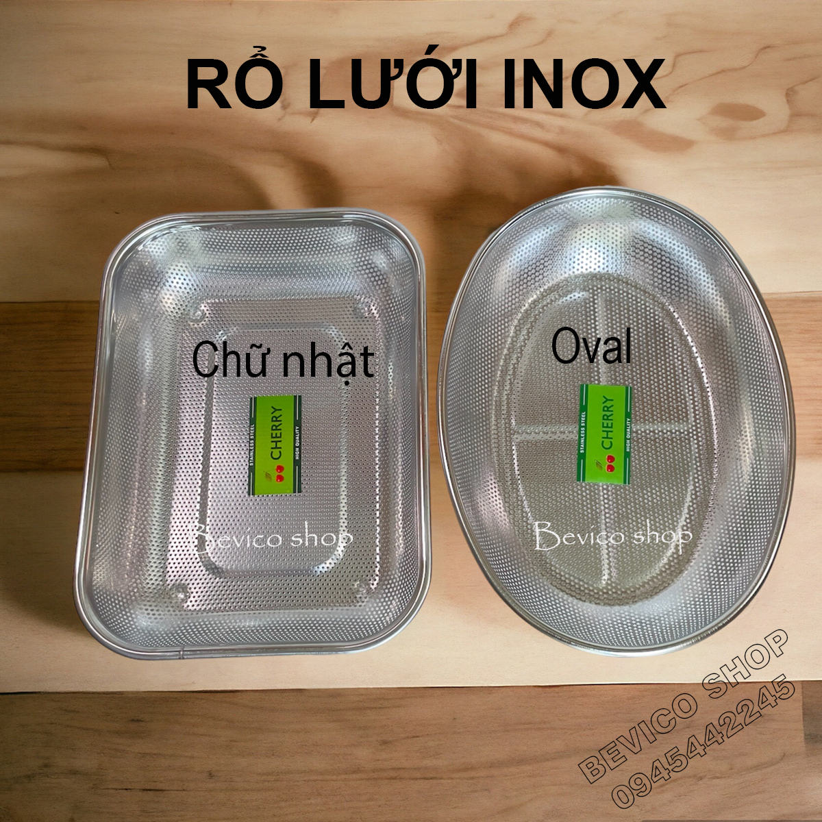 Rổ lưới inox chữ nhật - Oval | Rổ vo gạo, đựng rau, trái cây...