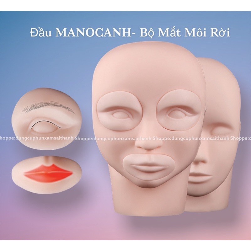 Đầu manocanh học phun phun xăm, bộ mắt môi rời