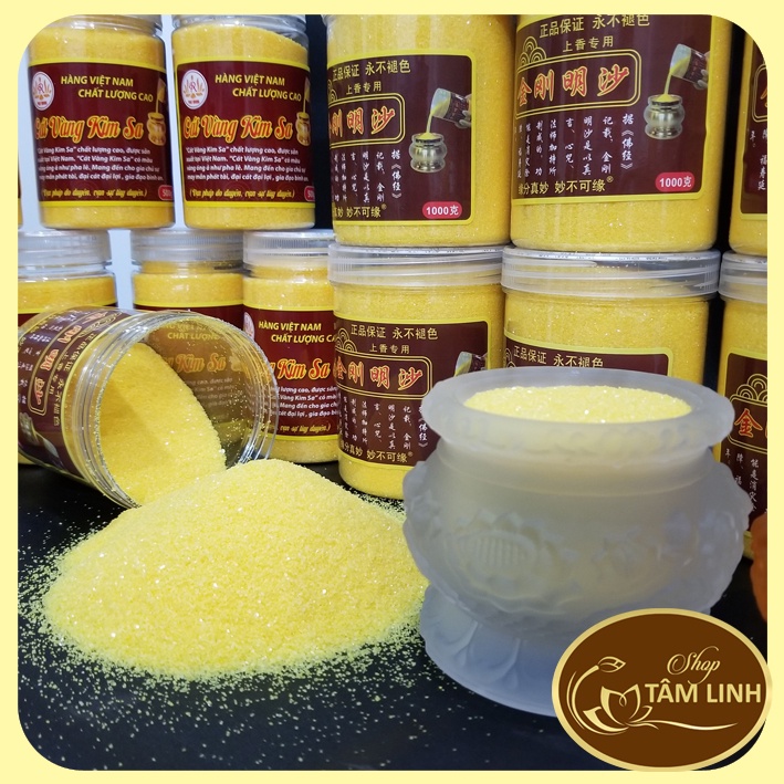 Cát kim sa vàng đặt lư hương,cát vàng tro đặt lư hương thờ cúng loại bịch 500gam