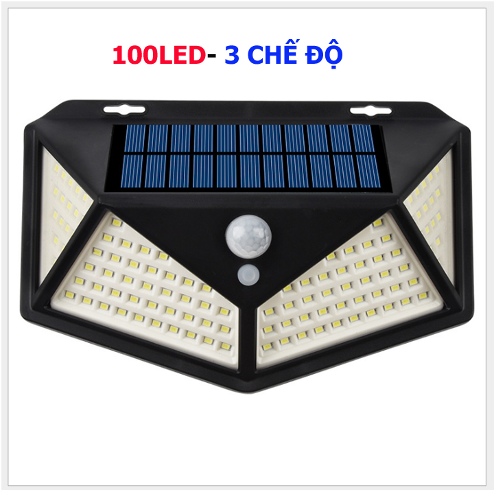 Đèn năng lượng mặt trời 100 LED, chất liệu bền bỉ để chịu được thời tiết, có 3 chế độ sáng đèn cảm biến hồng ngoại
