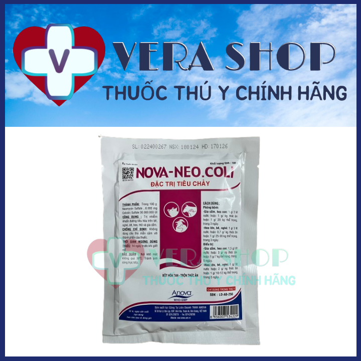 Nova neo coli 100g - trị tiêu chảy - sỉ lẻ thuốc thú y
