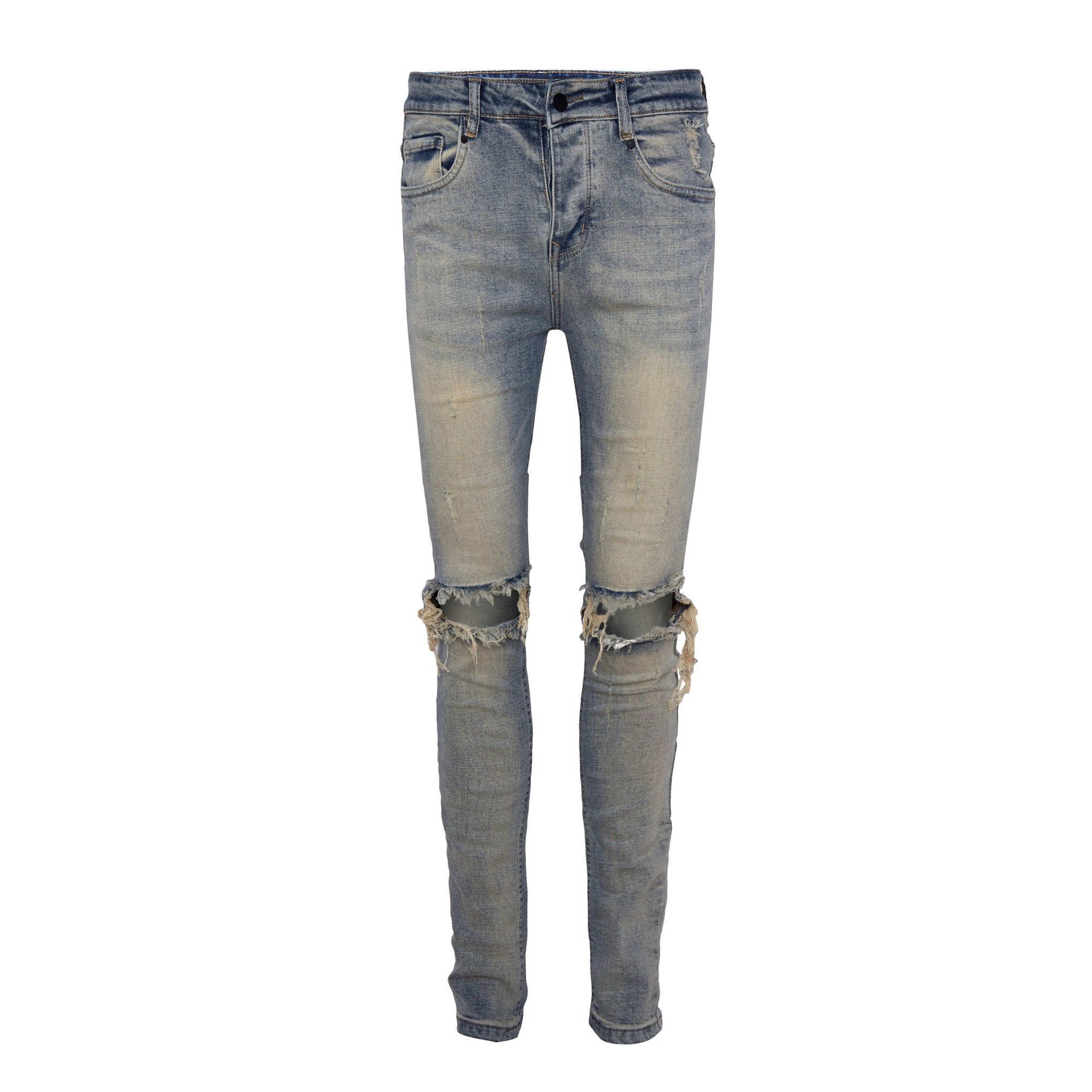 Quần Jeans dáng Skiny rách gối | Indigo Ripped Jean