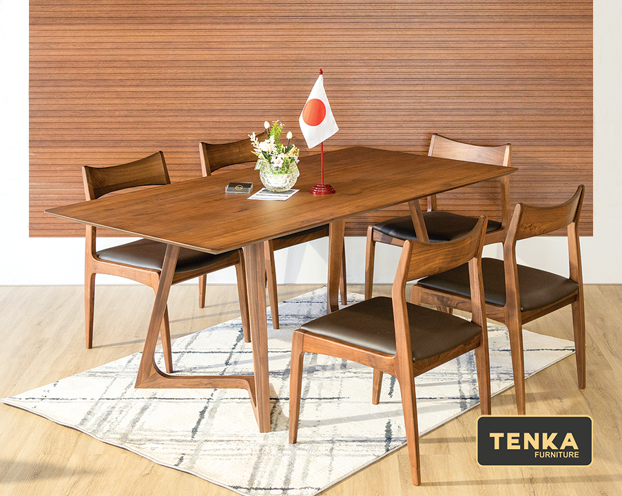 Bàn ăn gỗ óc chó tự nhiên NATORI 6 chỗ