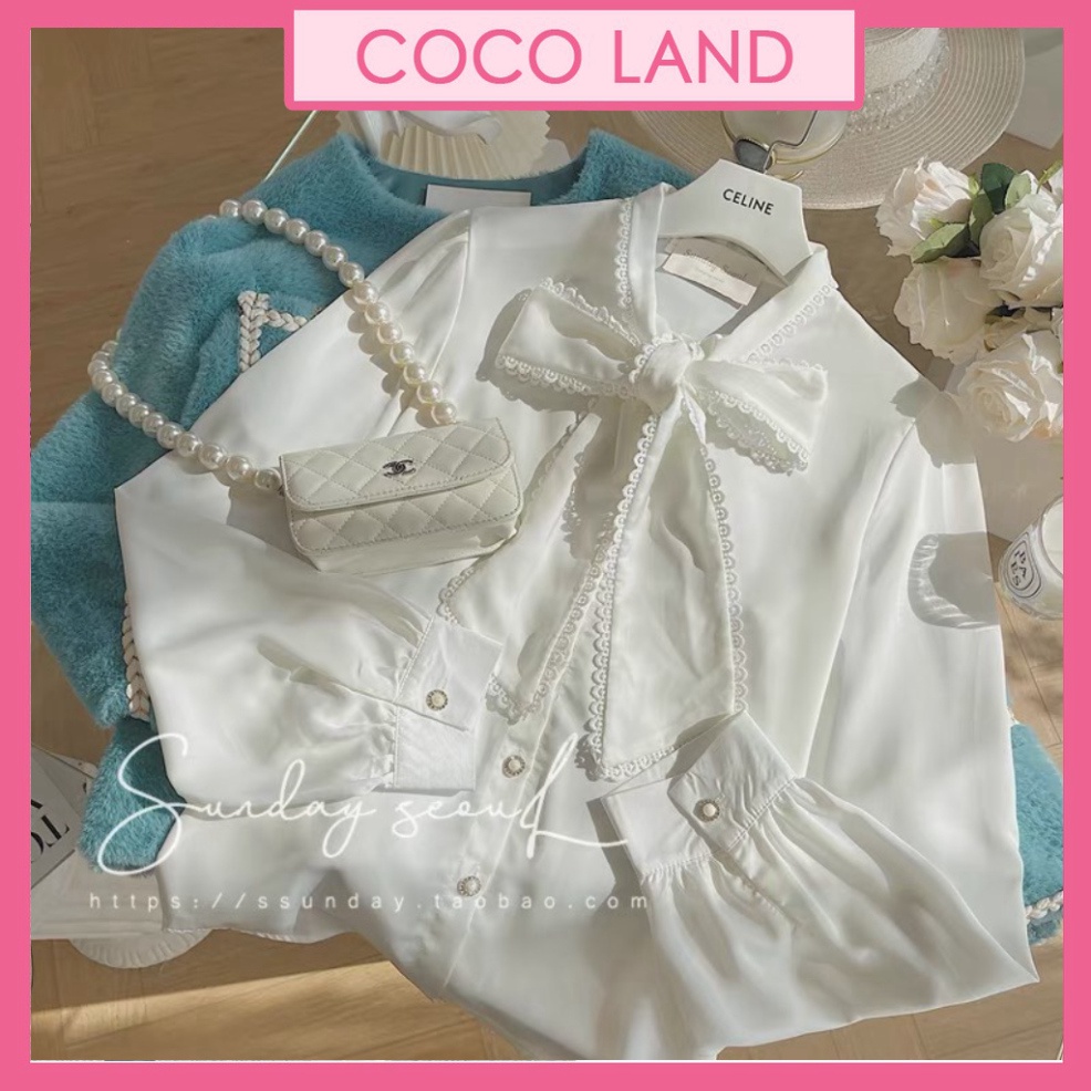 Áo sơ mi nữ g sở dài tay màu trắng đi học sinh cổ may viền dáng rộng - Áo sơ mi vintage_019 chất đẹp mầu trắng đen de