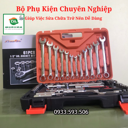 LOẠI TỐT Bộ dụng cụ siết mở bulong , ốc vít bộ dụng cụ sửa chữa Ô tô, xe máy 61 chi tiết cao cấp