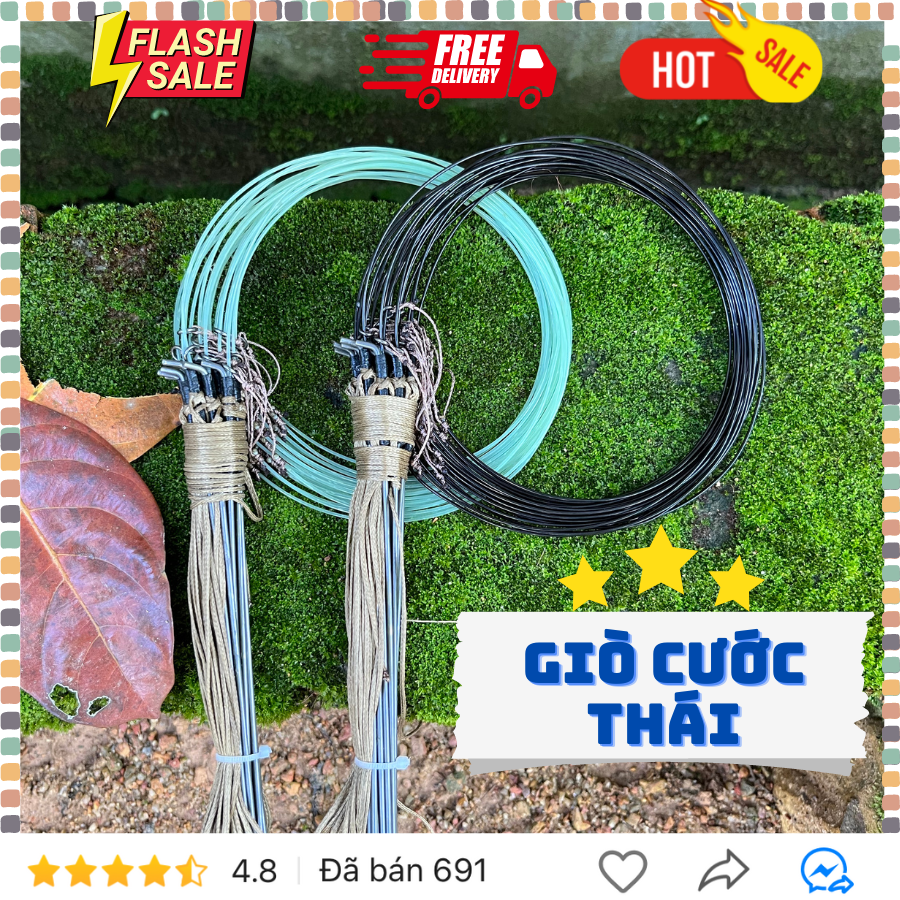 Giò cước thái bẫy gà đồng, quốc, trích, bộ 20 chân, khoen thép đúc, chân dài 15cm