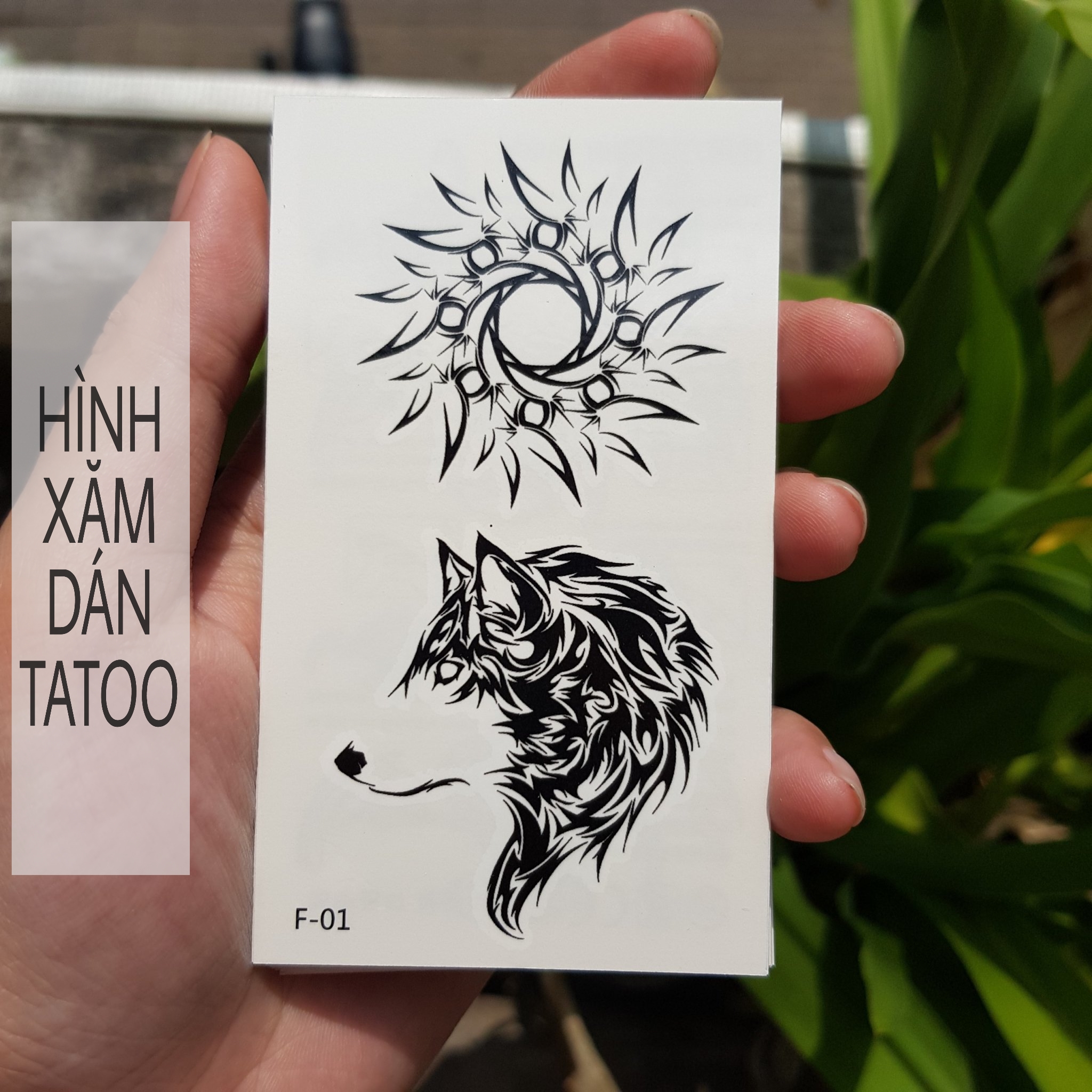 Giảm giá Hình dán tatoo chó sói mini mẫu f01. Tatoo sticker mini ...