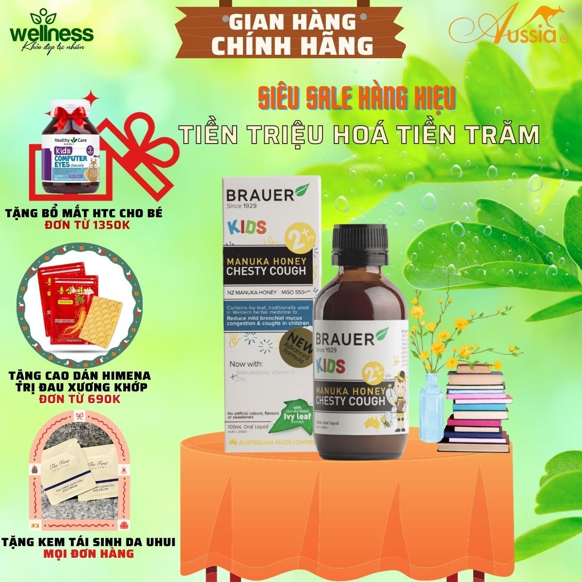 Siro hỗ trợ giảm ho Brauer Honey Kids Dry Cough 100ml