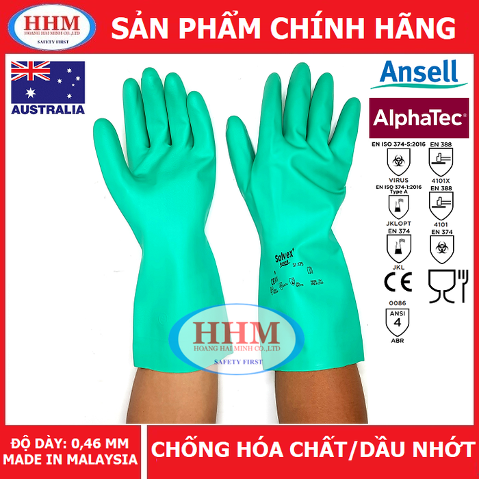 Găng tay Nitrile chống hóa chất Ansell 37-175