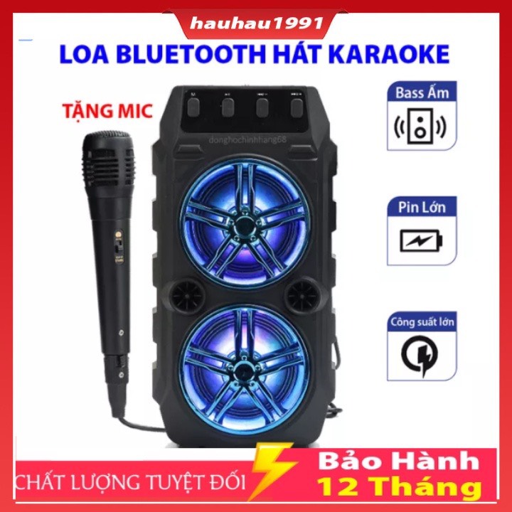 Loa Bluetooth Hát Karaoke Tặng Kèm Mic Nghe Nhạc Cực Đã Âm Bass Cực Mạnh Loa Bluetooth Mini Hát Hay