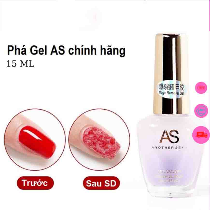 Dung dịch phá gel as giúp phá gel nhanh chóng không nóng - nước phá gel as, tháo sơn gel không làm tổn thương móng