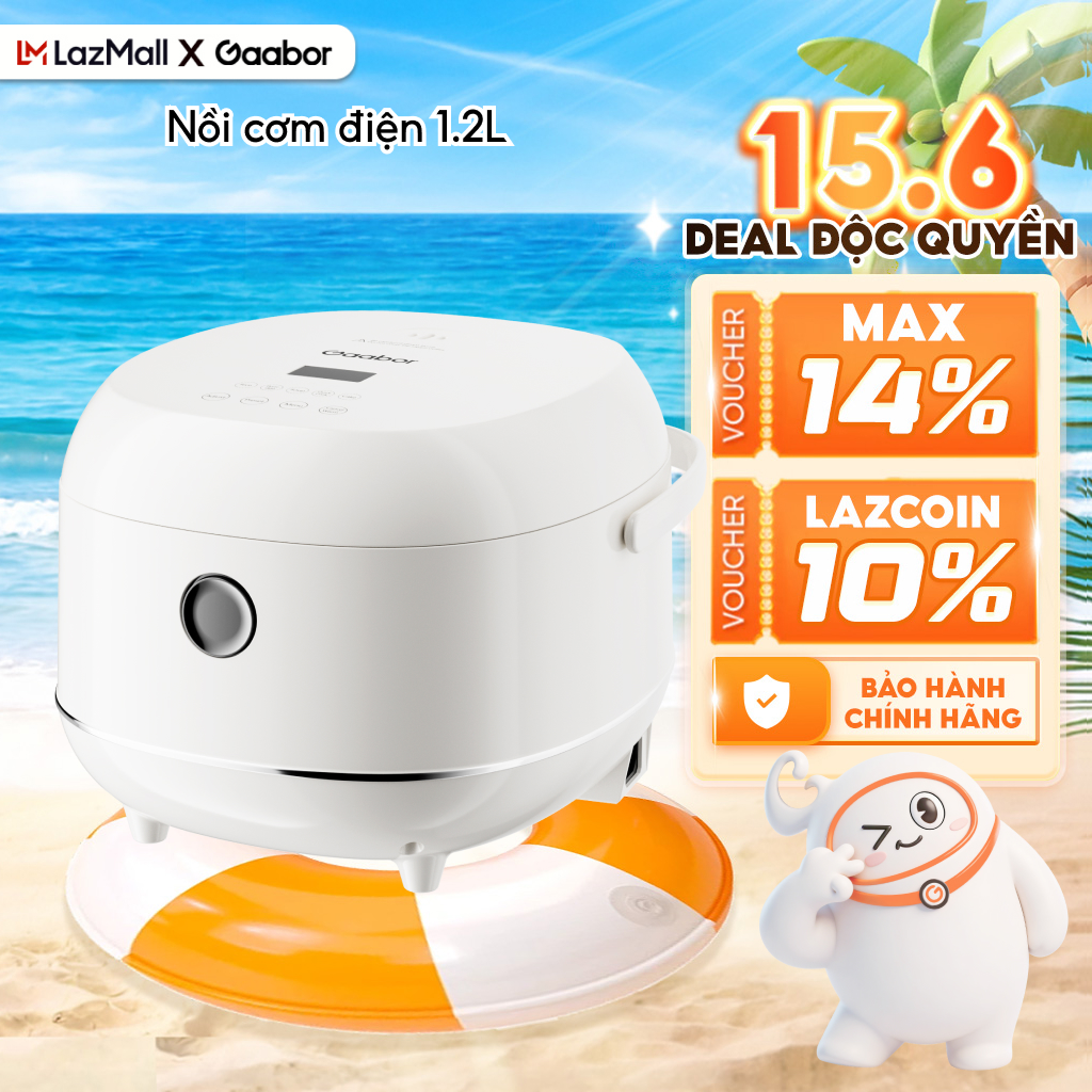 Nồi cơm điện tử dung tích 1,2 lít Gaabor RC-30T01A 5 chế độ nấu nồi cơm mini lòng nồi chống dính công suất 500W màu trắng - Bảo hành 12 tháng 1 đổi 1