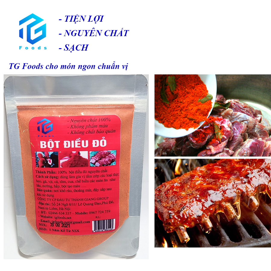 Gia vị thiết yếu - bột điều đỏ túi 100g