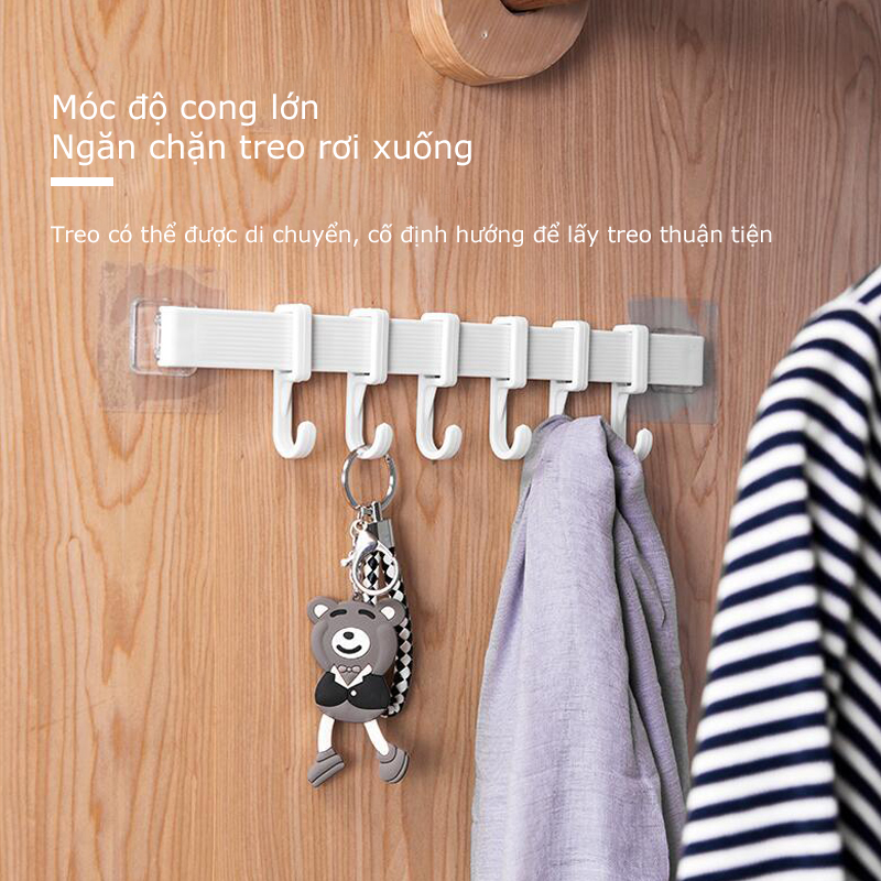 Thanh treo đồ 6 móc dán tường siêu chắc -Cozy520