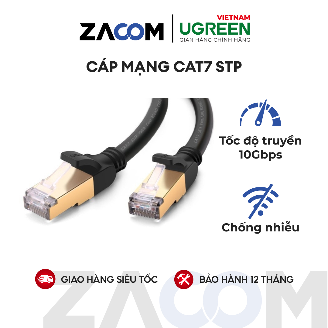 Cáp mạng 2 đầu đúc bọc hợp kim cat7 utp dài 0.5m ugreen nw107 11229