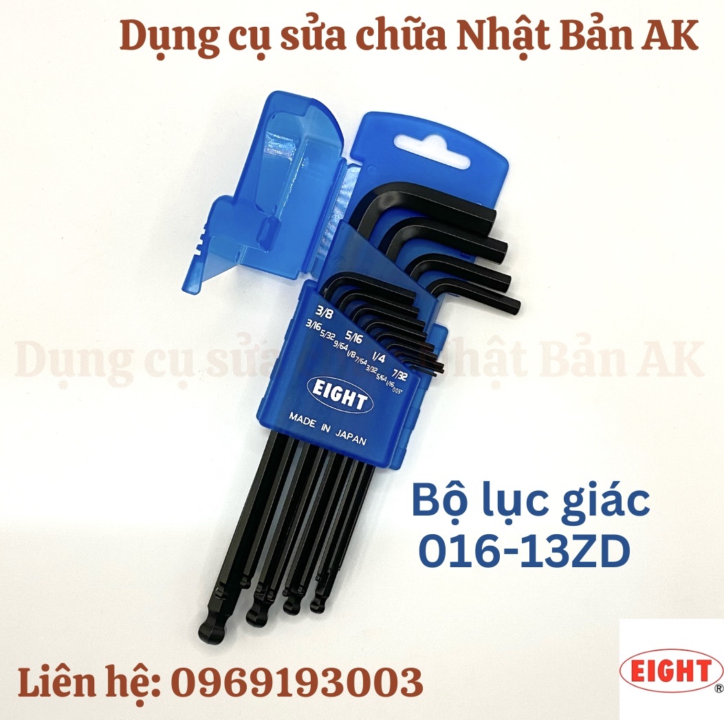 Bộ lục giác chữ l eight mã 016-13zd, gồm 13 cỡ hệ inch, hàng nhật chính hãng