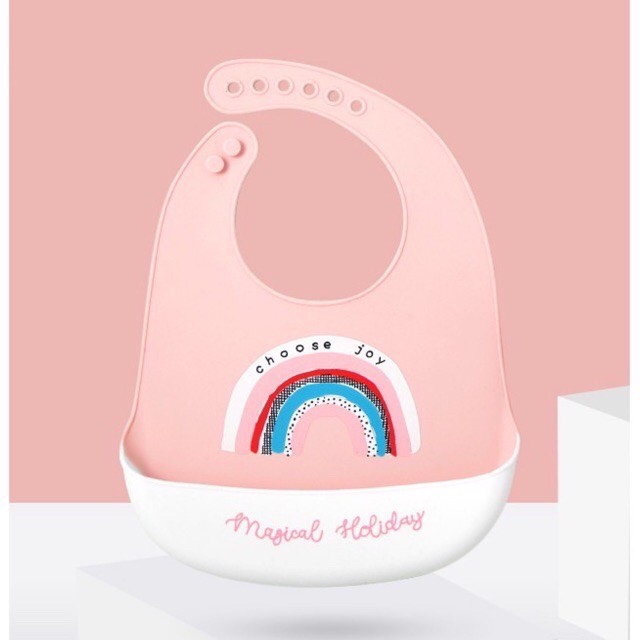 Yếm ăn dặm cho bé ,yếm máng Silicon ăn dặm cho bé,yếm ăn dặm em bé có máng hứng bằng silicon mềm mịn gấp gọn