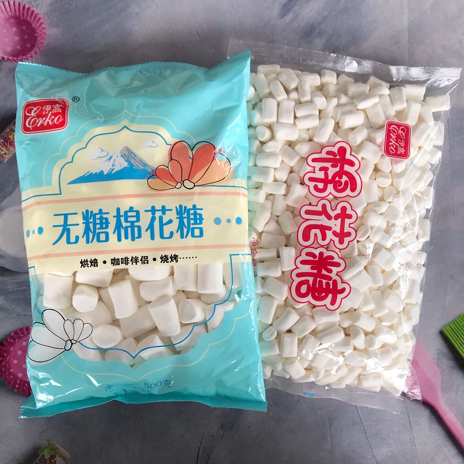 Kẹo Xốp Trắng Mashmallow Erko 500g ít ngọt đường ăn kiêng dùng làm bánh