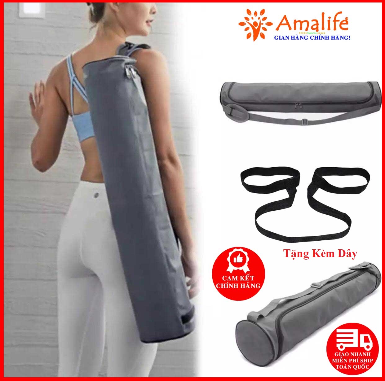 Túi Đựng Thảm Yoga Cao Cấp - Chọn Chiều Dài + Dây Buộc Thảm Tập Yoga Chính Hãng Amalife
