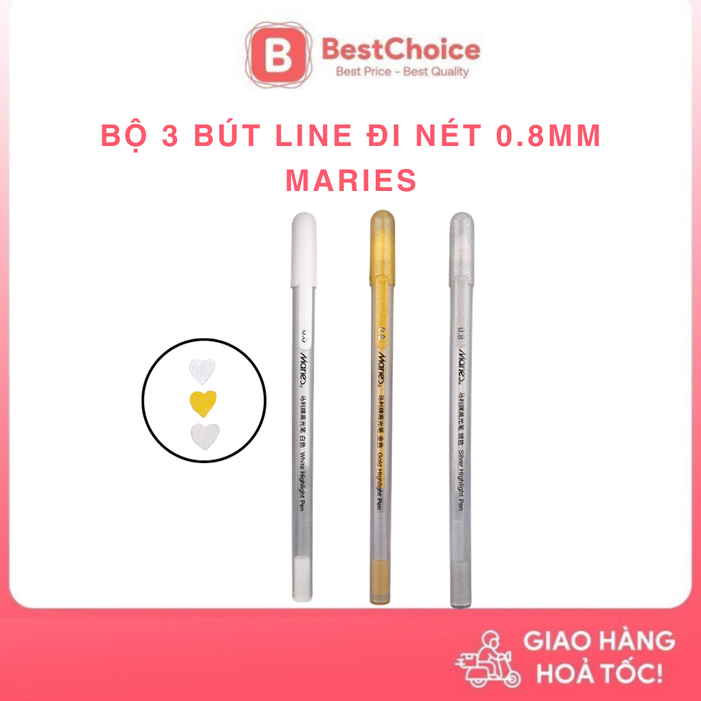 Bộ 3 bút line đi nét 0.8mm maries , bút line đi nét vẽ họa cụ chuyên nghiệp
