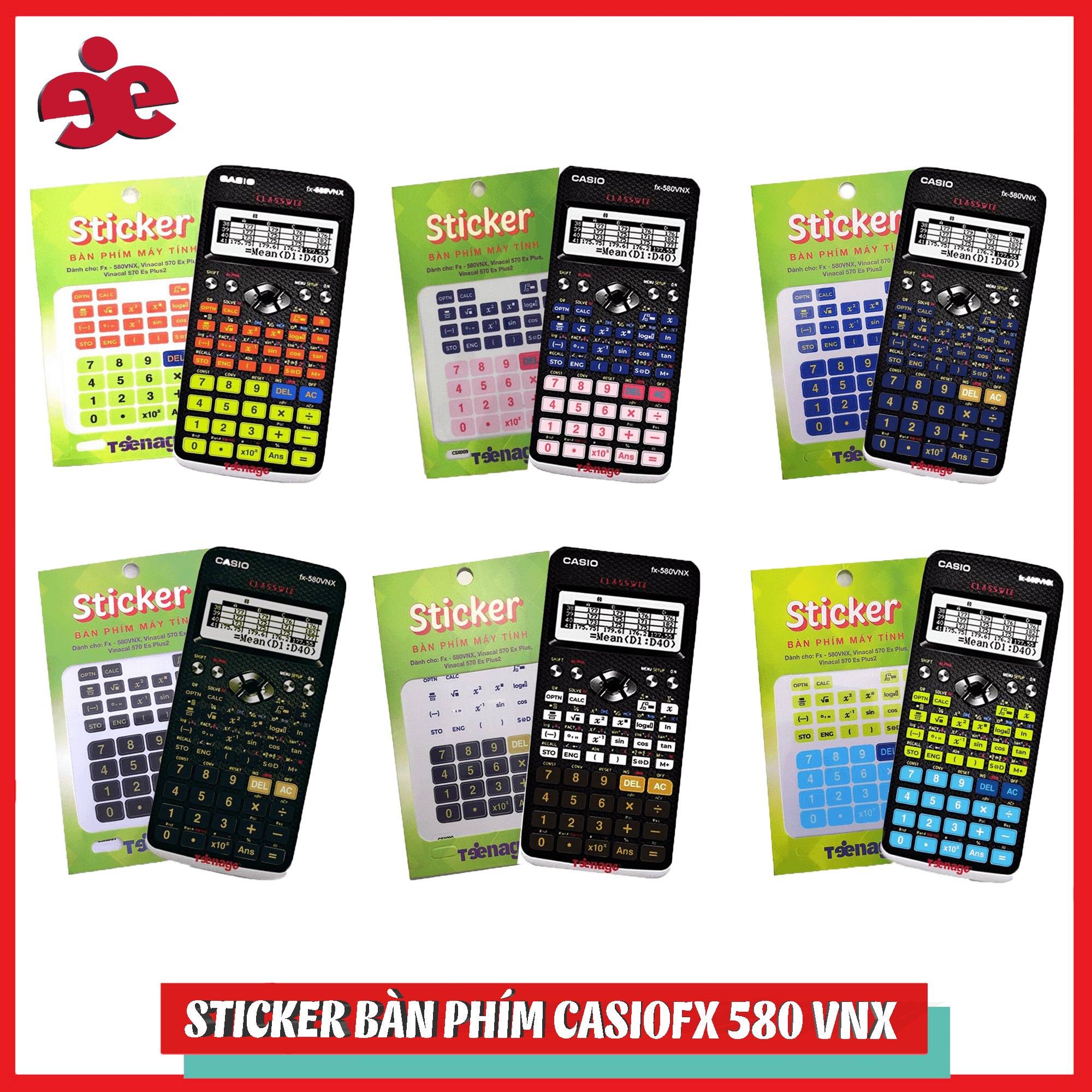 Bộ 2 sticker bàn phím casiofx 580 vnx