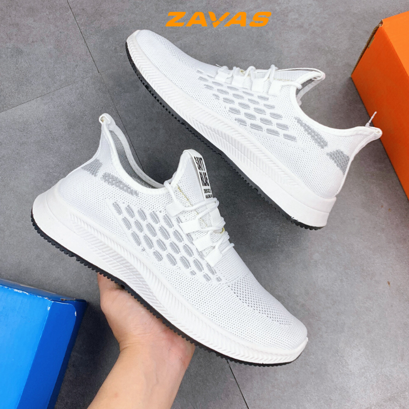 Giày thể thao nam sneaker trắng ZAVAS bằng lưới thời trang đế cao 3cm form giày gọn gàng dễ mặc đồ đi êm chân S361