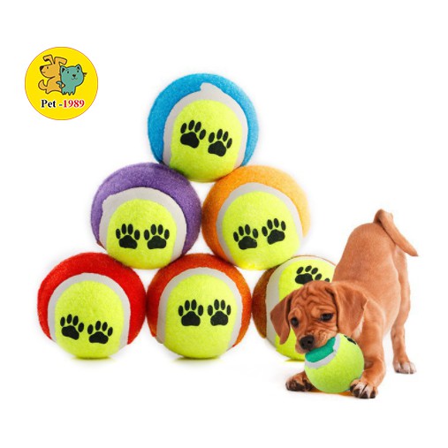 Đồ chơi chó mèo Bóng tennis in hình dấu chân dễ thương cho Chó Mèo