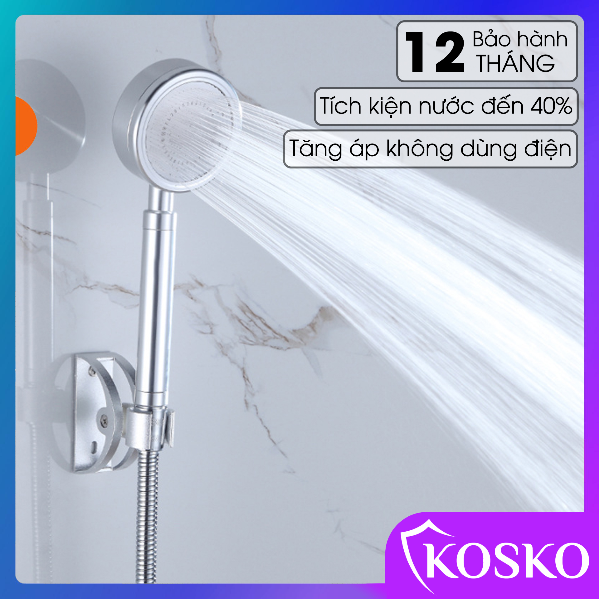 Vòi sen tăng áp Không Dùng Điện Kosko nhôm nguyên khối, thiết bị nhà tắm KOSKO cao cấp, vòi sen tắm, vòi xịt vệ sinh, vòi xịt tăng áp