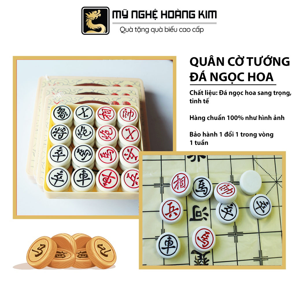 [FREESHIP] Quân Cờ Tướng Đá Ngọc Hoa 3,8cm Tinh Xảo Cao Cấp HK05 Tiện Gù 1 Mặt, Cầm Chắc Tay Và Nặng, Tiếng Kêu Nghe Đanh - Mỹ Nghệ Hoàng Kim