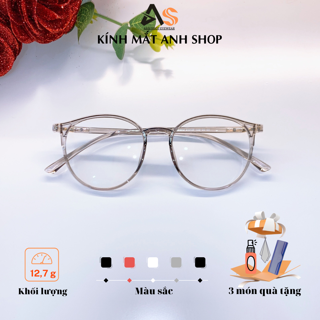 [3-5/8 Hoàn Tiền 25%] Gọng kính tròn kính tròn kính thời trang 513A  nhận cắt mắt cận viễn loạn