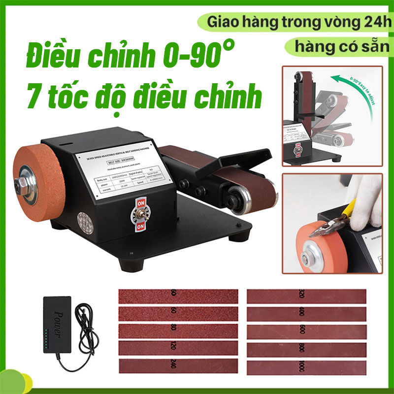 Máy mài đai nhám, máy mài dây đai có chỉnh tốc độ, máy mài đai điện, máy cắt mài đánh bóng, máy mài đa năng với 10 đai chà nhám