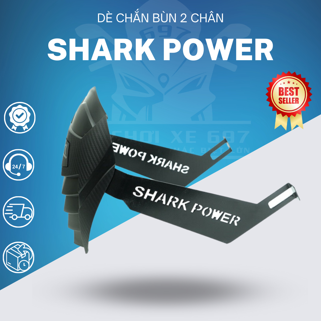 Dè chắn bùn 2 chân Shark Power. Siêu chắc chắn gắn được các dòng xe