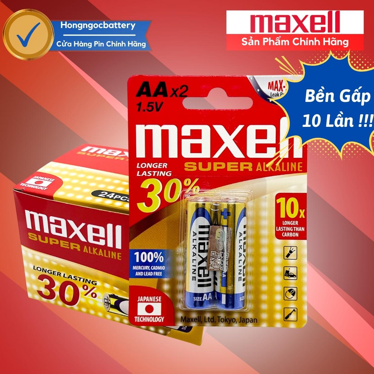 Hộp 24 Viên Pin AA   AAA Maxell Super Alkaline Siêu Bền 1,5V - Hàng chính hãng 
